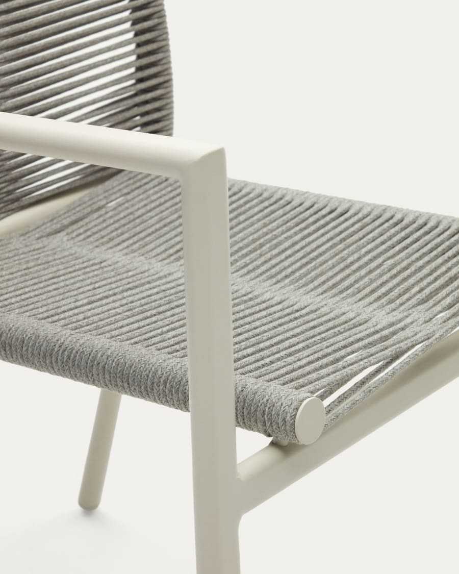 Culip aluminium and cord stackable outdoor chair in white