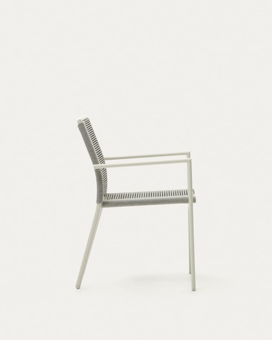 Culip aluminium and cord stackable outdoor chair in white