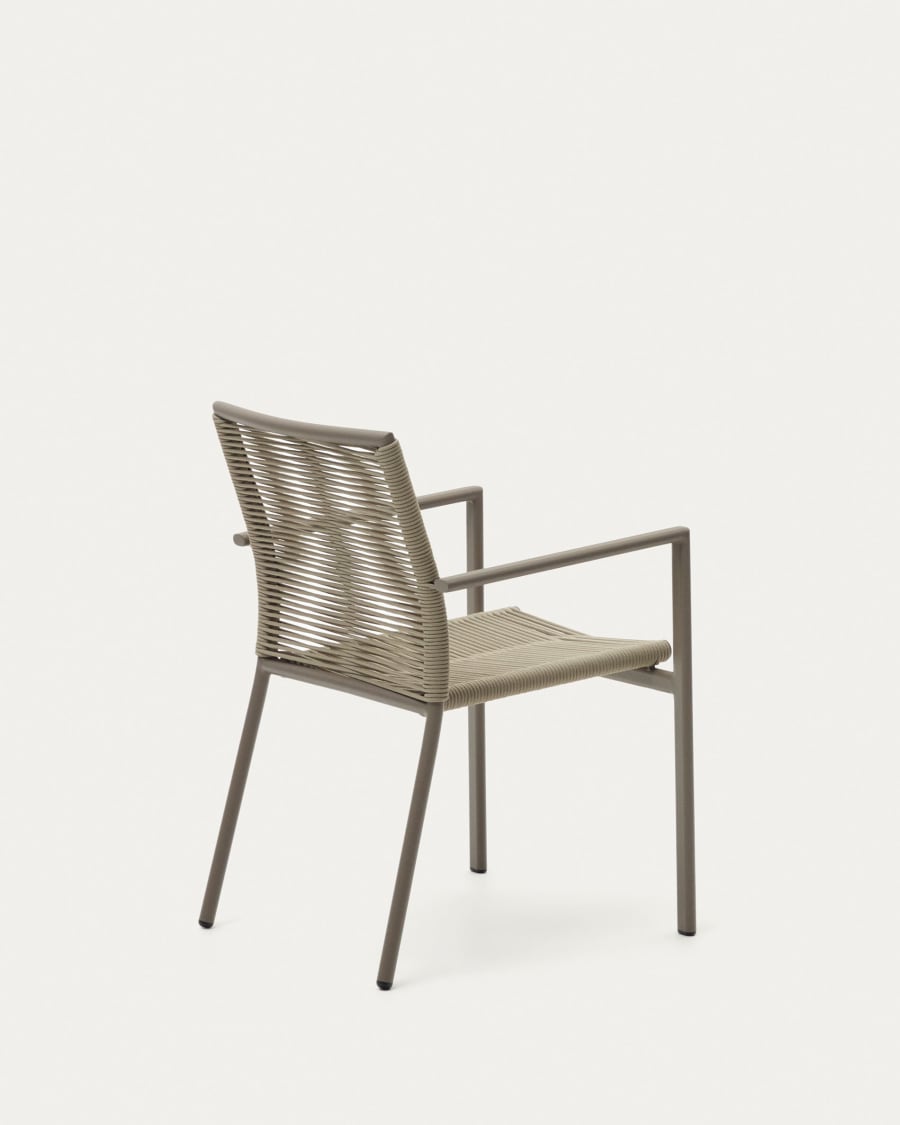 Culip aluminium and cord stackable outdoor chair in brown