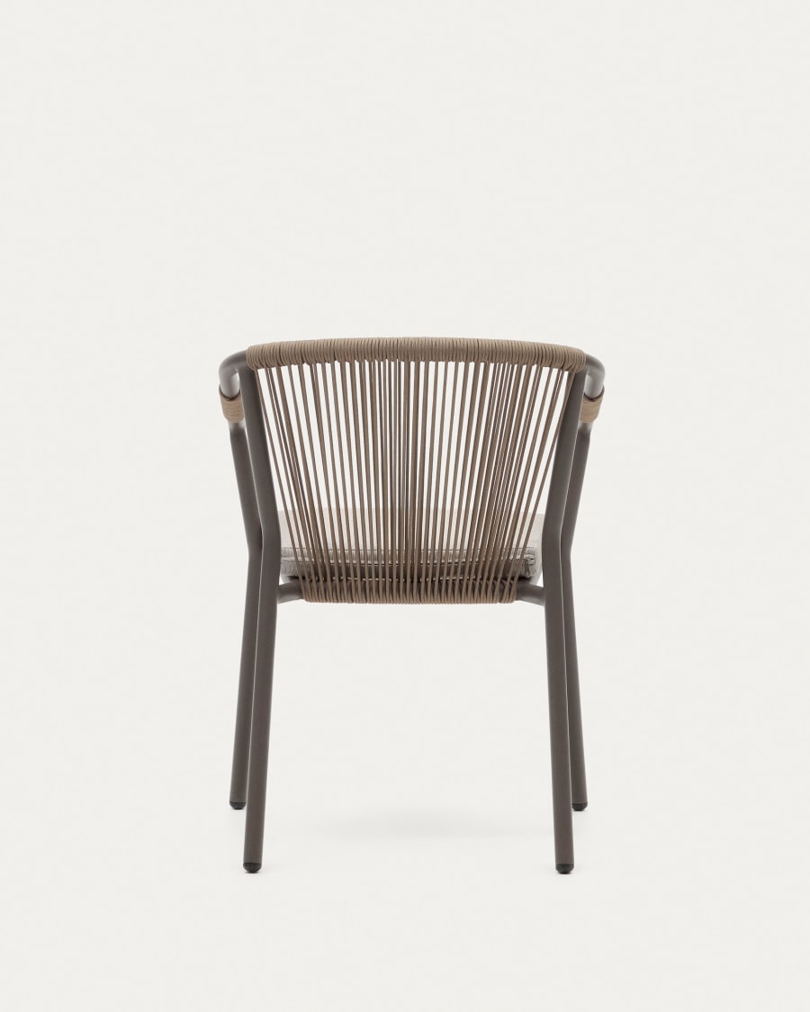 Xelida stackable garden chair in aluminium and brown cord