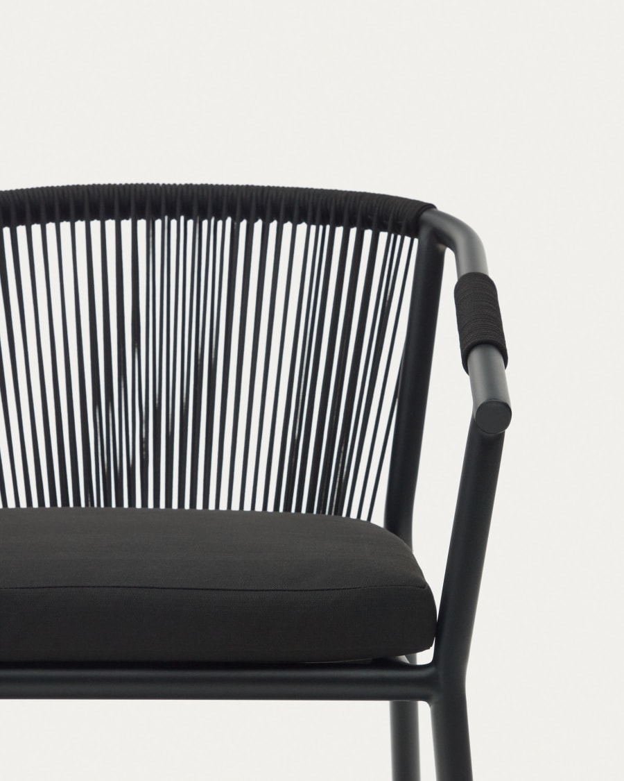 Xelida stackable garden chair in aluminium and black cord