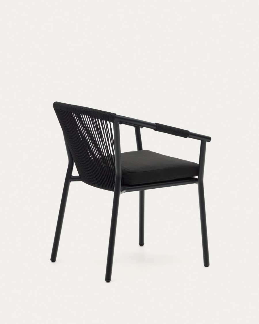 Xelida stackable garden chair in aluminium and black cord