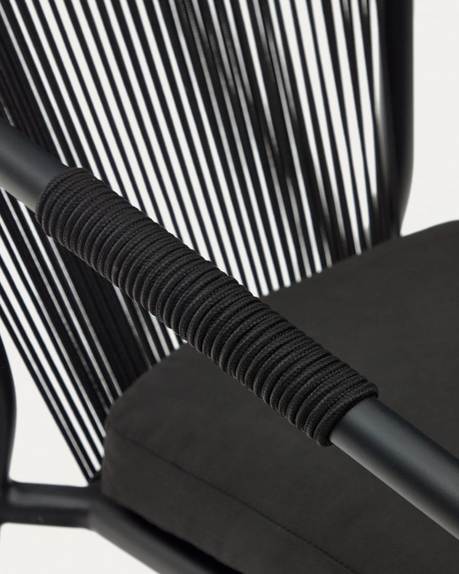 Xelida stackable garden chair in aluminium and black cord