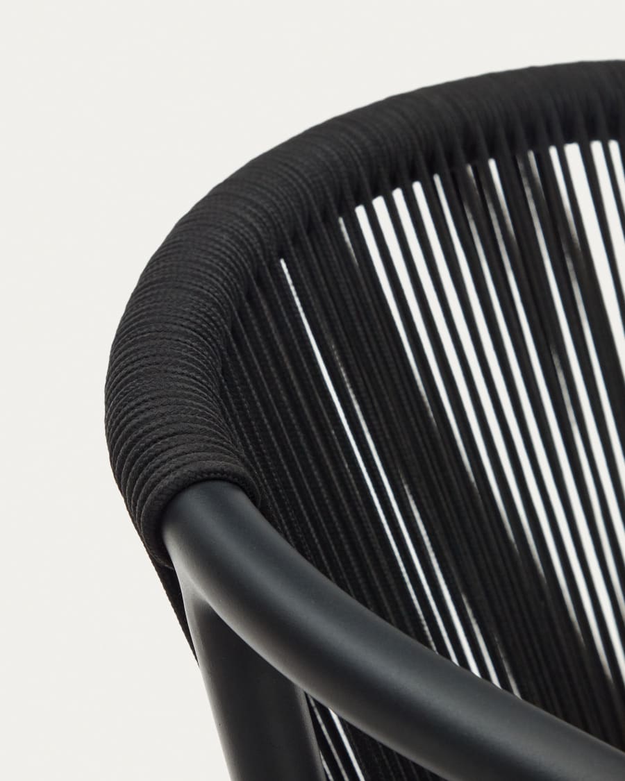 Xelida stackable garden chair in aluminium and black cord