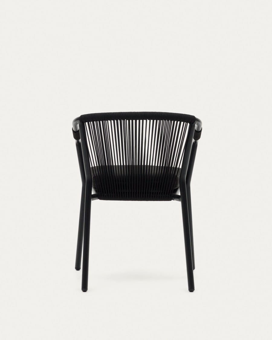 Xelida stackable garden chair in aluminium and black cord