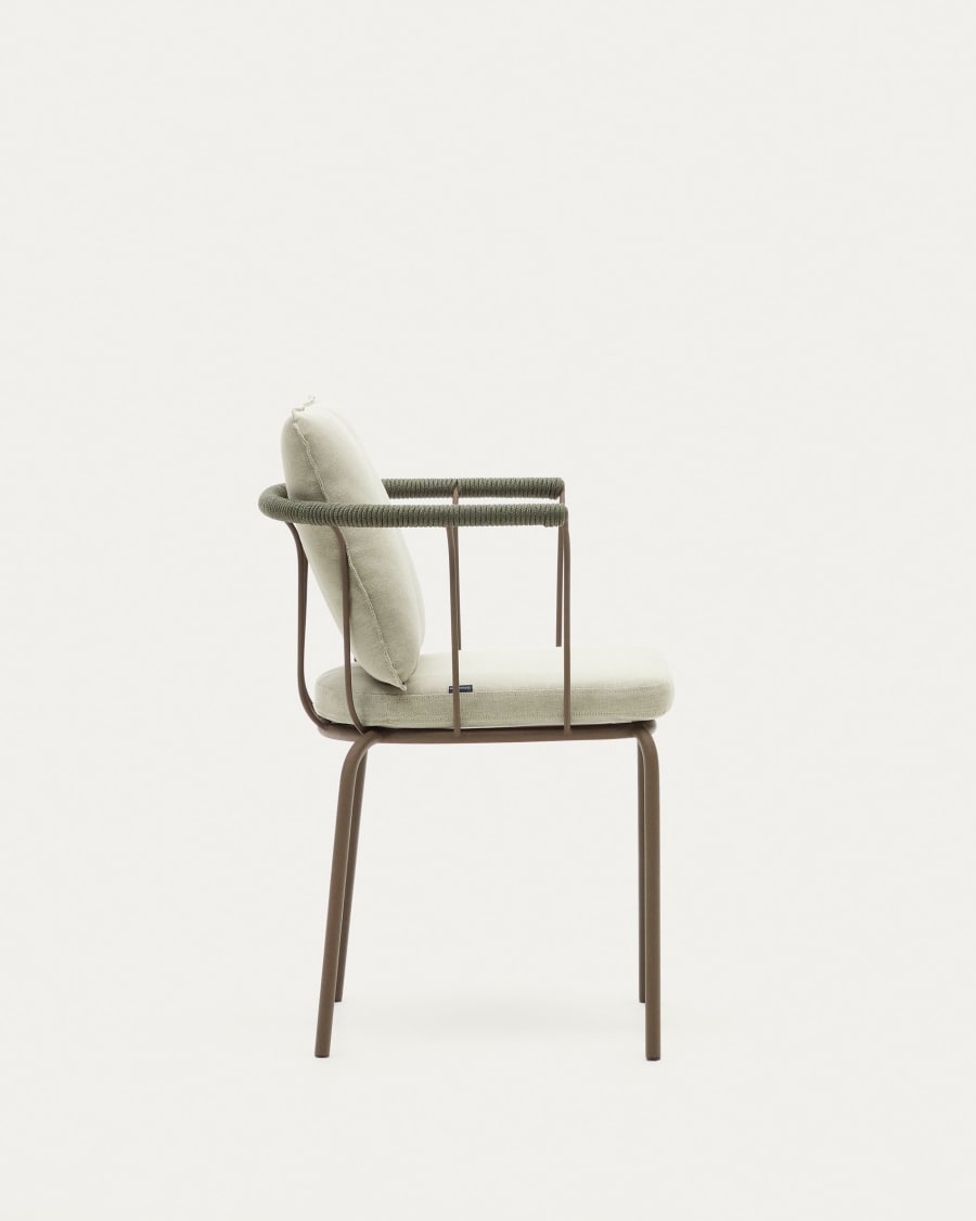Salguer stackable chair in cord and steel with a brown painted finish