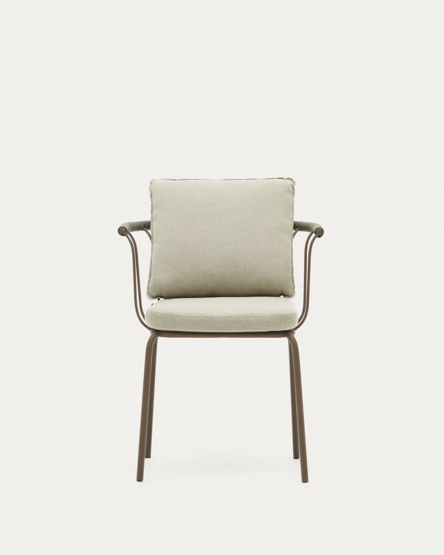 Salguer stackable chair in cord and steel with a brown painted finish