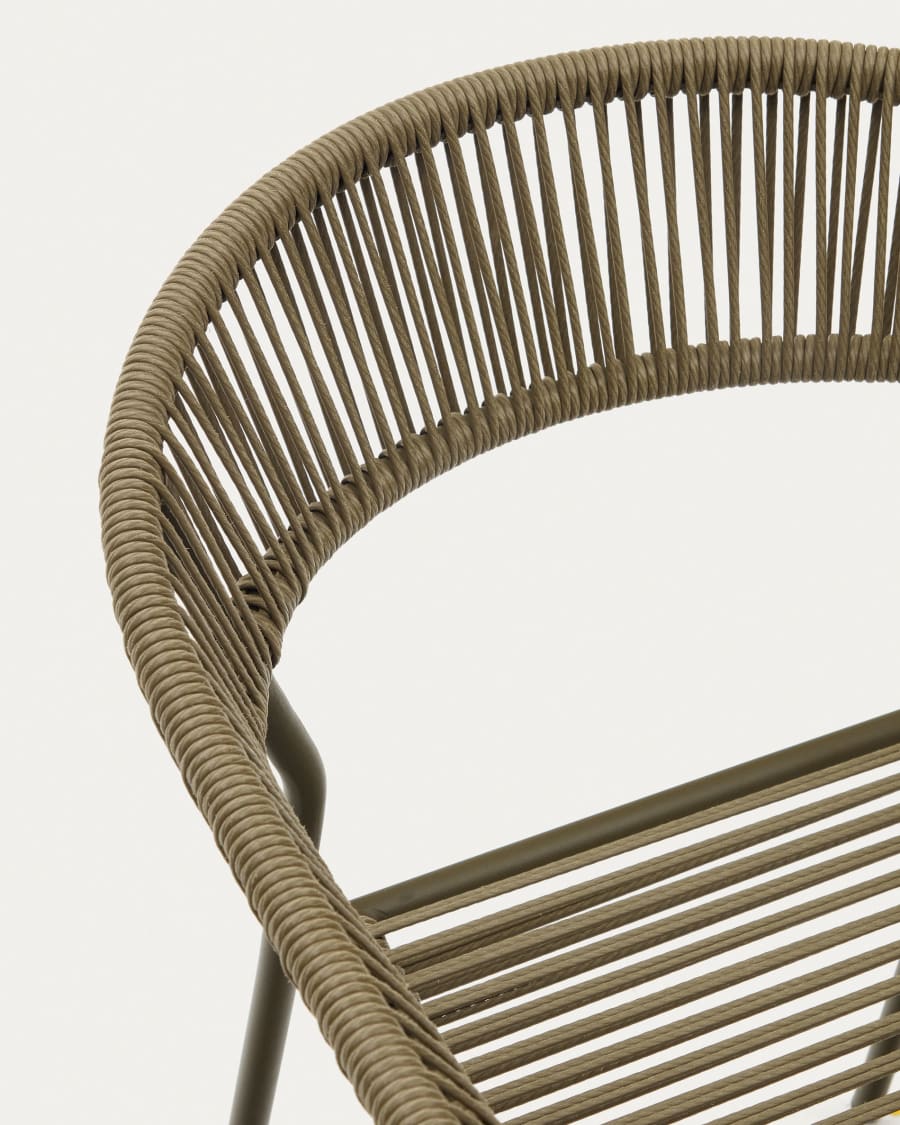 Futadera stackable outdoor chair in green synthetic cord and green painted steel