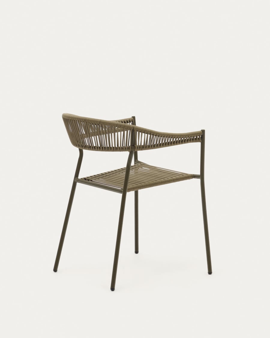 Futadera stackable outdoor chair in green synthetic cord and green painted steel