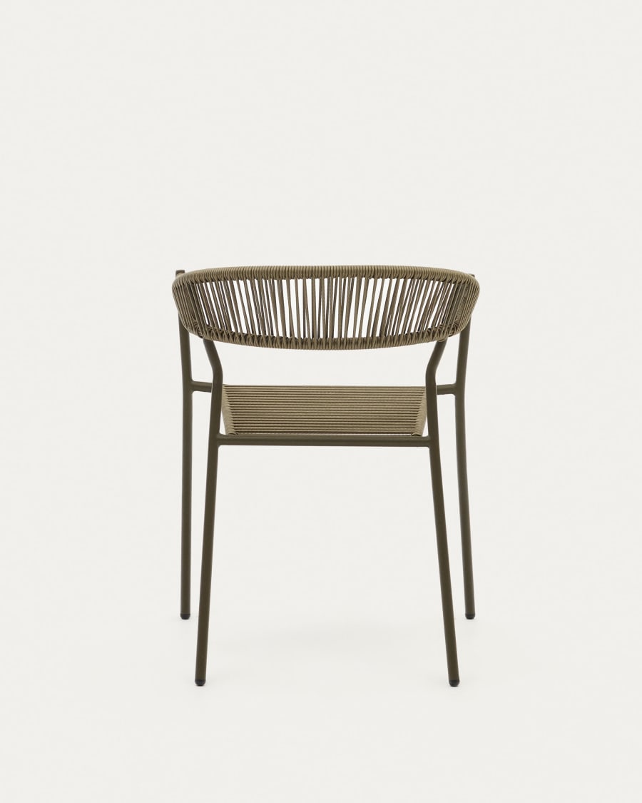 Futadera stackable outdoor chair in green synthetic cord and green painted steel