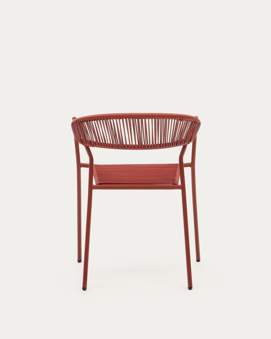 Futadera stackable outdoor chair in terracotta synthetic cord and terracotta painted steel