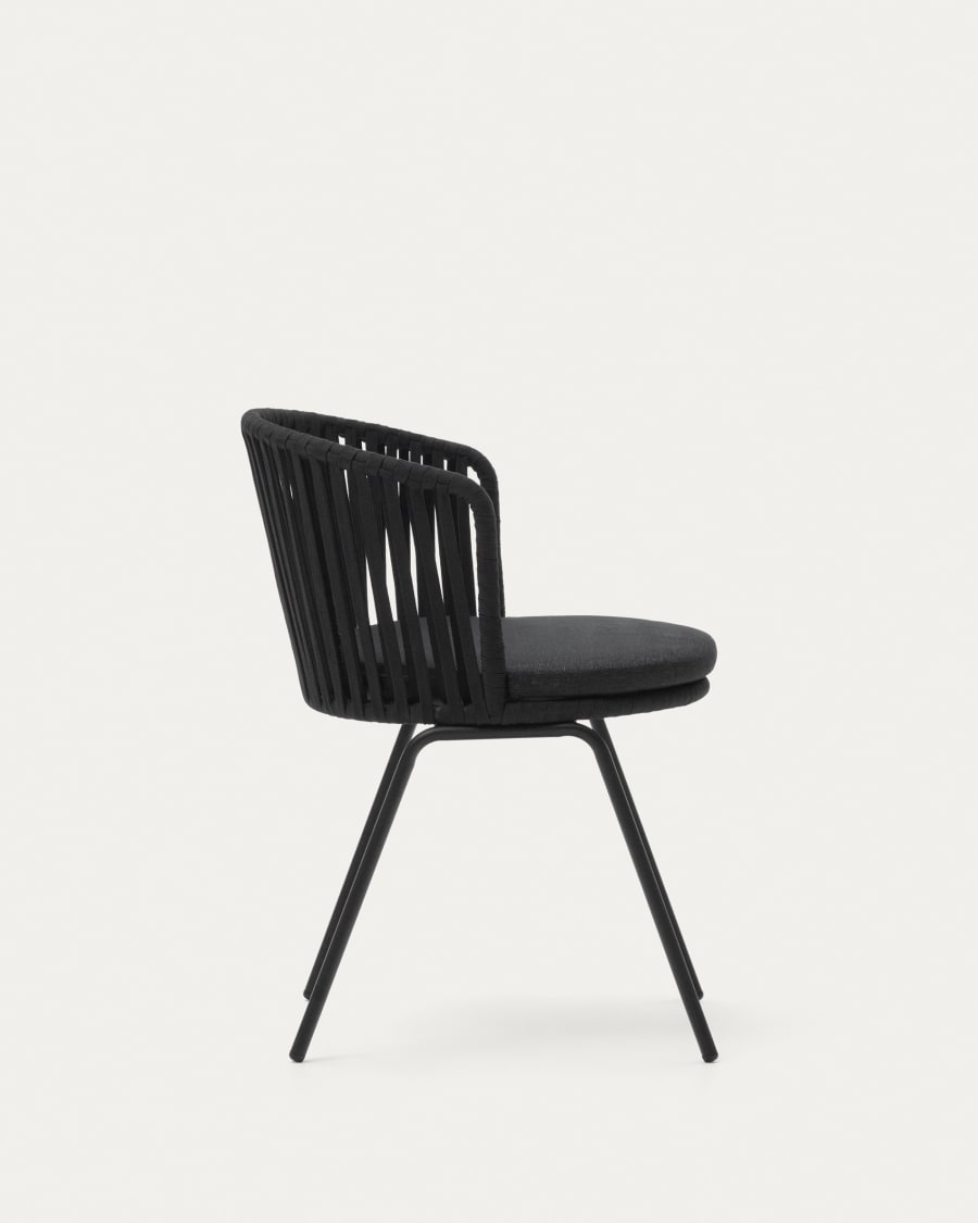 Saconca outdoor chair with cord and black galvanised steel