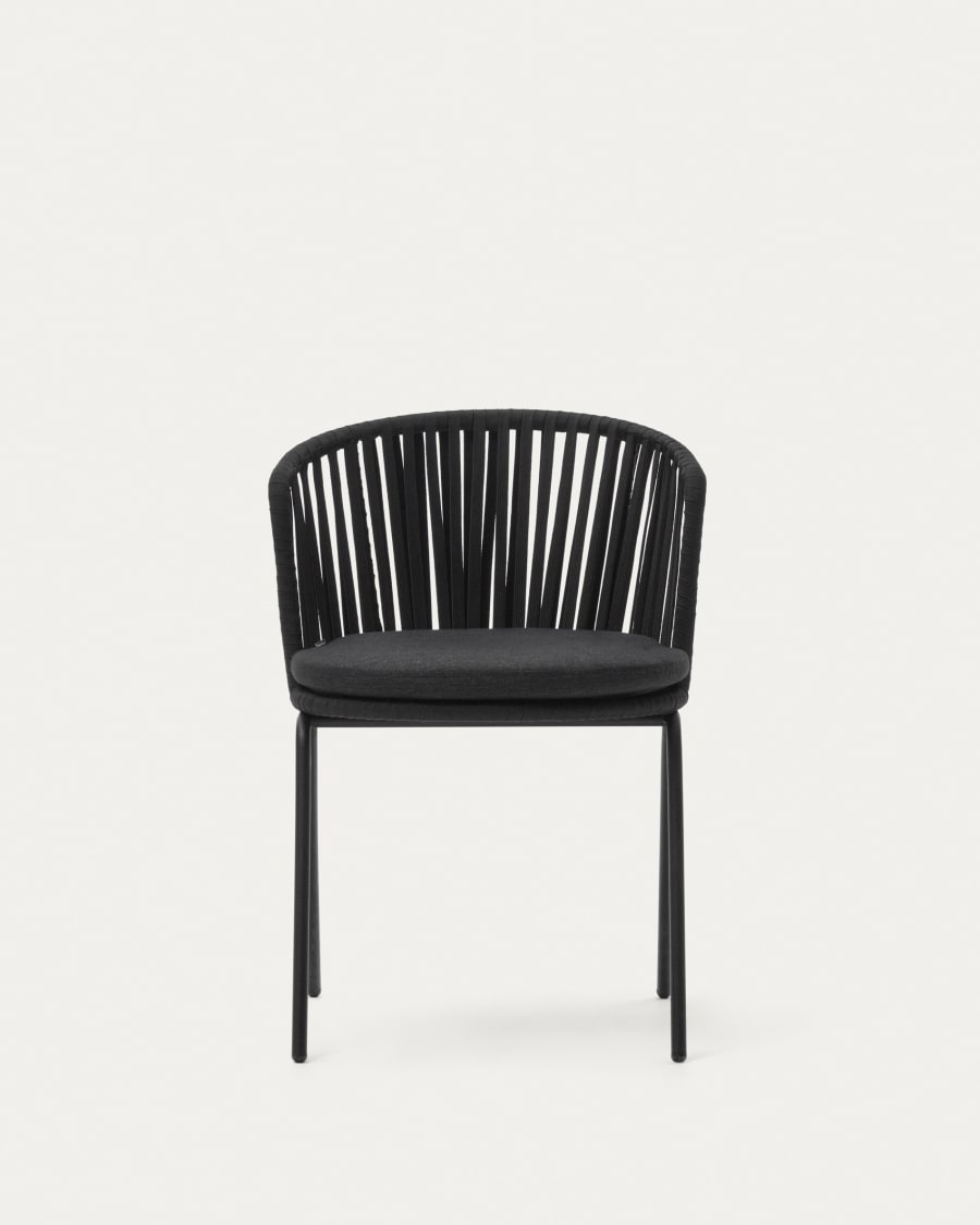 Saconca outdoor chair with cord and black galvanised steel