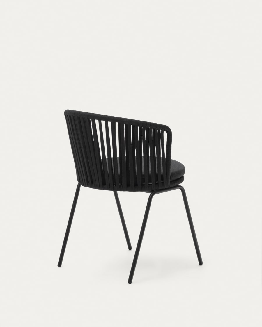 Saconca outdoor chair with cord and black galvanised steel