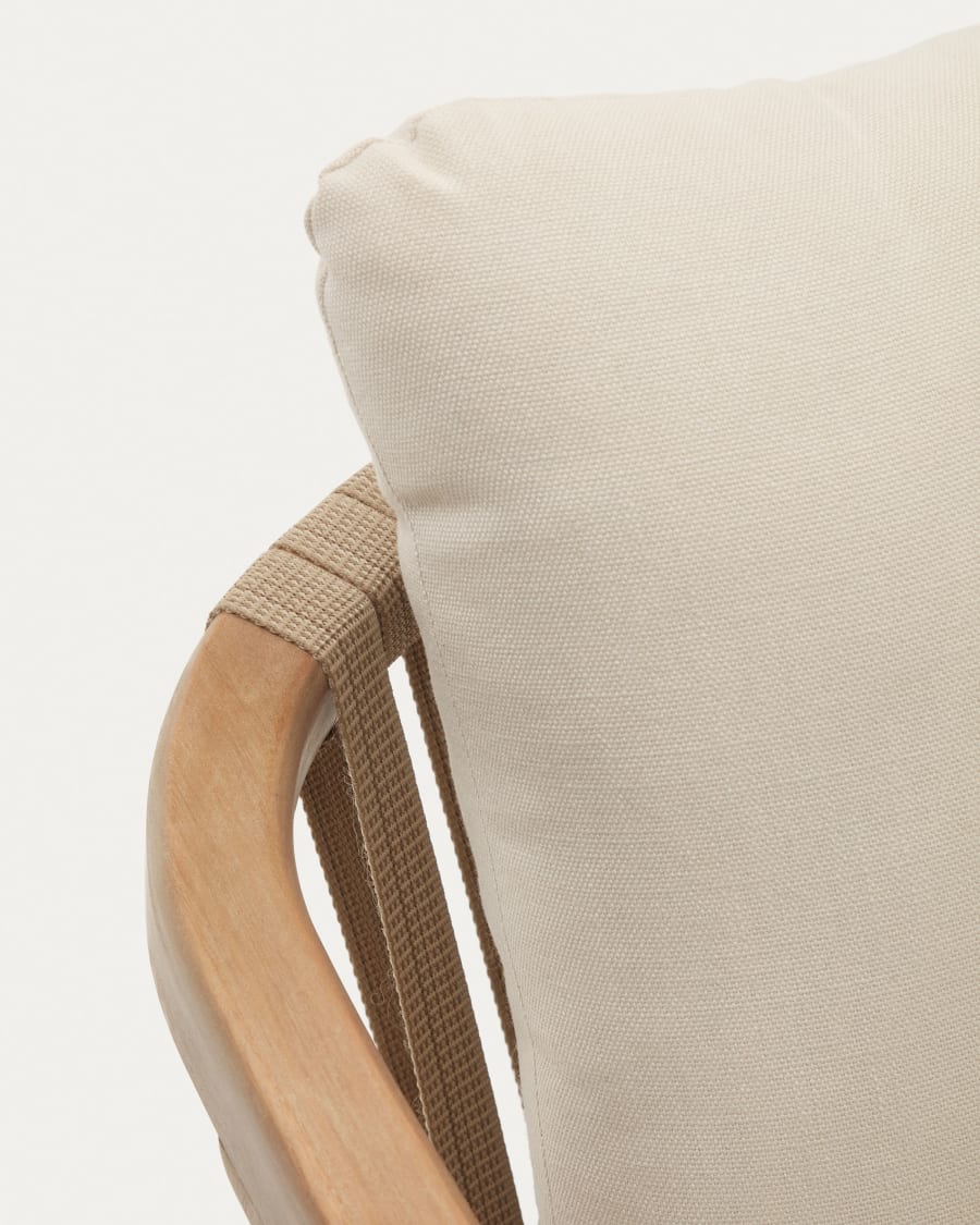 Malaret stackable chair in solid eucalyptus and beige cord, FSC