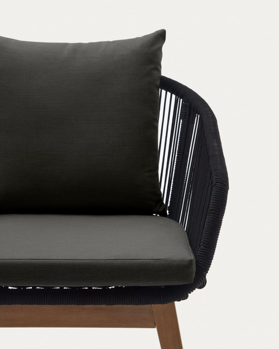 Portalo chair in black cord with solid acacia wood legs