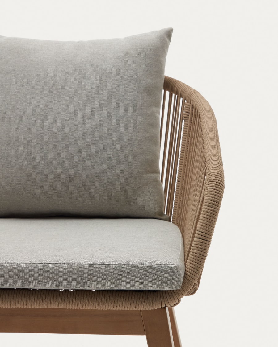 Portalo Stuhl aus Seil in Beige und Beinen massives Akazienholz FSC 100%