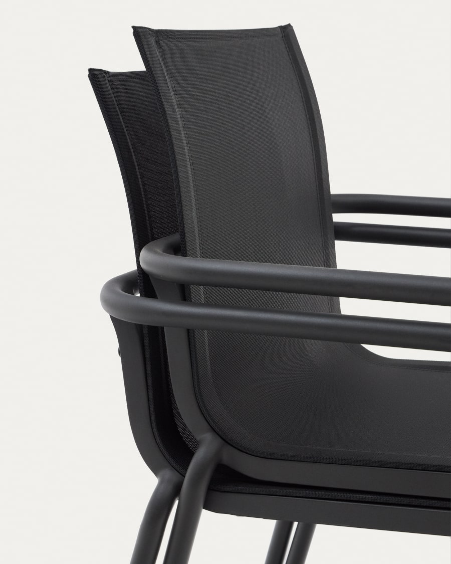 Galdana stackable outdoor chair made of aluminum with a dark grey painted finish