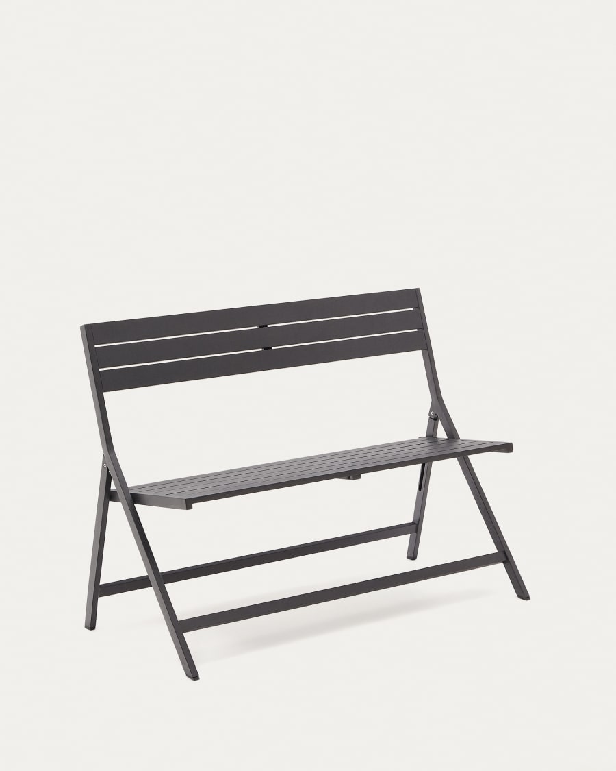 Folding outdoor Bench torreta made of aluminum with dark grey finish Kave Home Spain