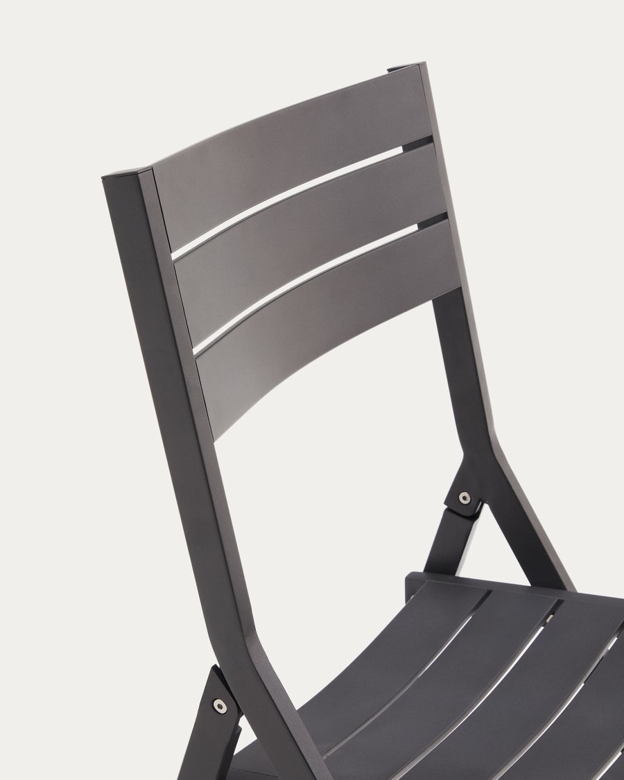 Torreta folding outdoor chair made of aluminum with dark grey finish