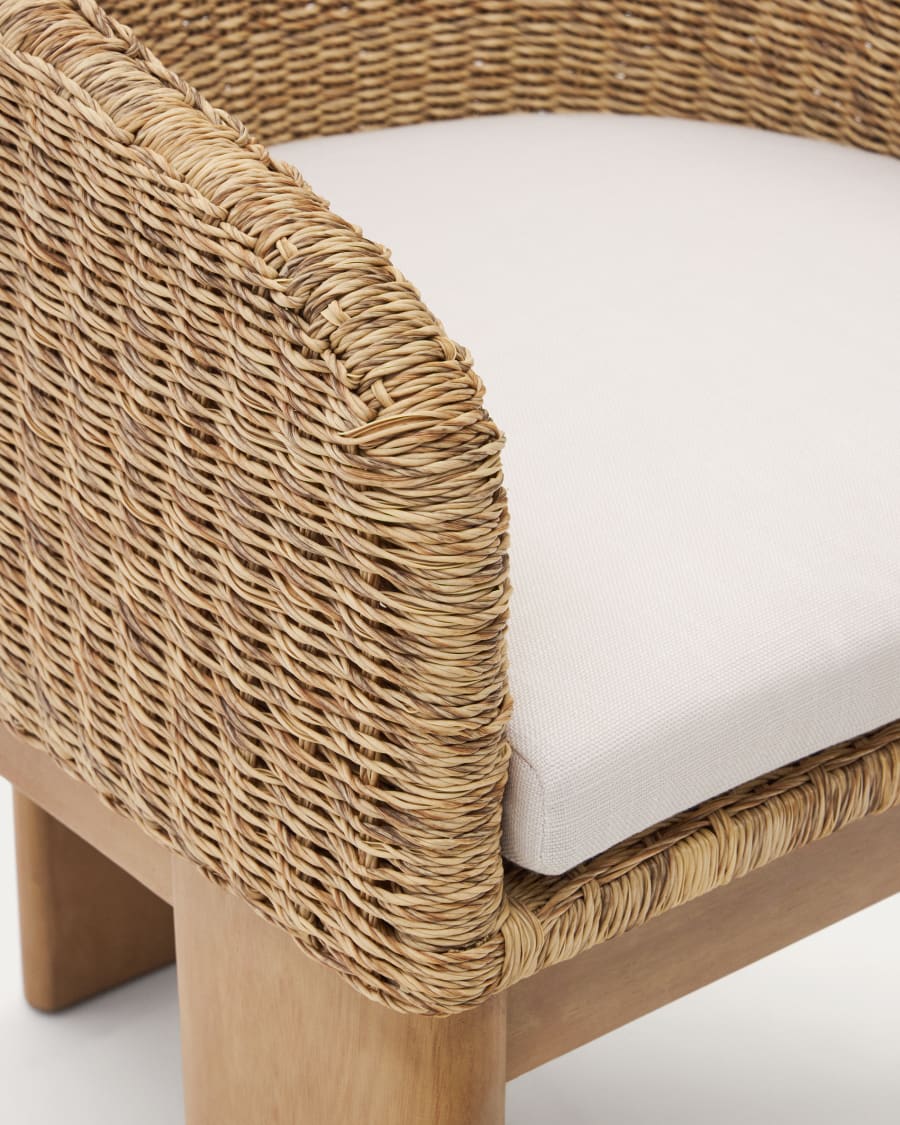 Xoriguer chair in synthetic rattan and solid eucalyptus wood FSC 100%