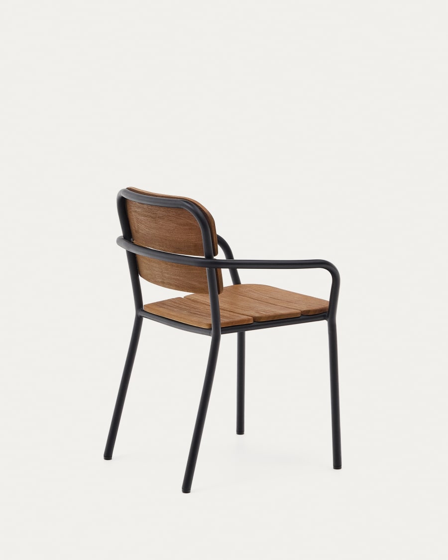 Algueret Chair made of solid eucalyptus wood with natural finish and black aluminum FSC 100%