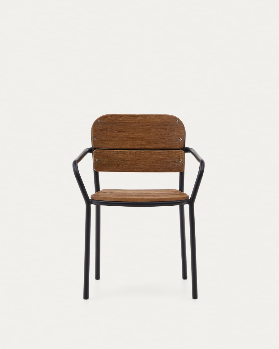 Algueret Chair made of solid eucalyptus wood with natural finish and black aluminum FSC 100%