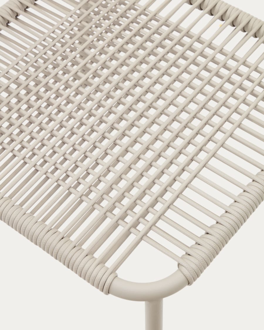 Talaier stackable outdoor chair  made of synthetic rope and galvanized steel in beige finish