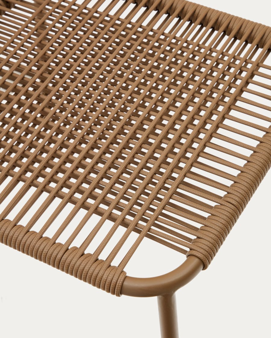 Talaier stackable outdoor chair made of synthetic rope and galvanized steel in brown finish