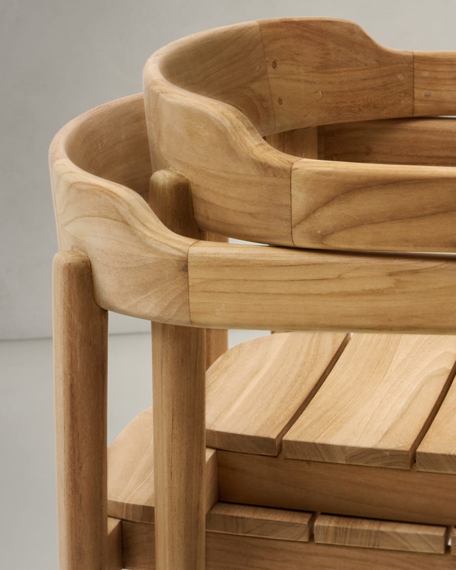Icaro stackable solid teak wood chair in a natural finish, FSC 100%
