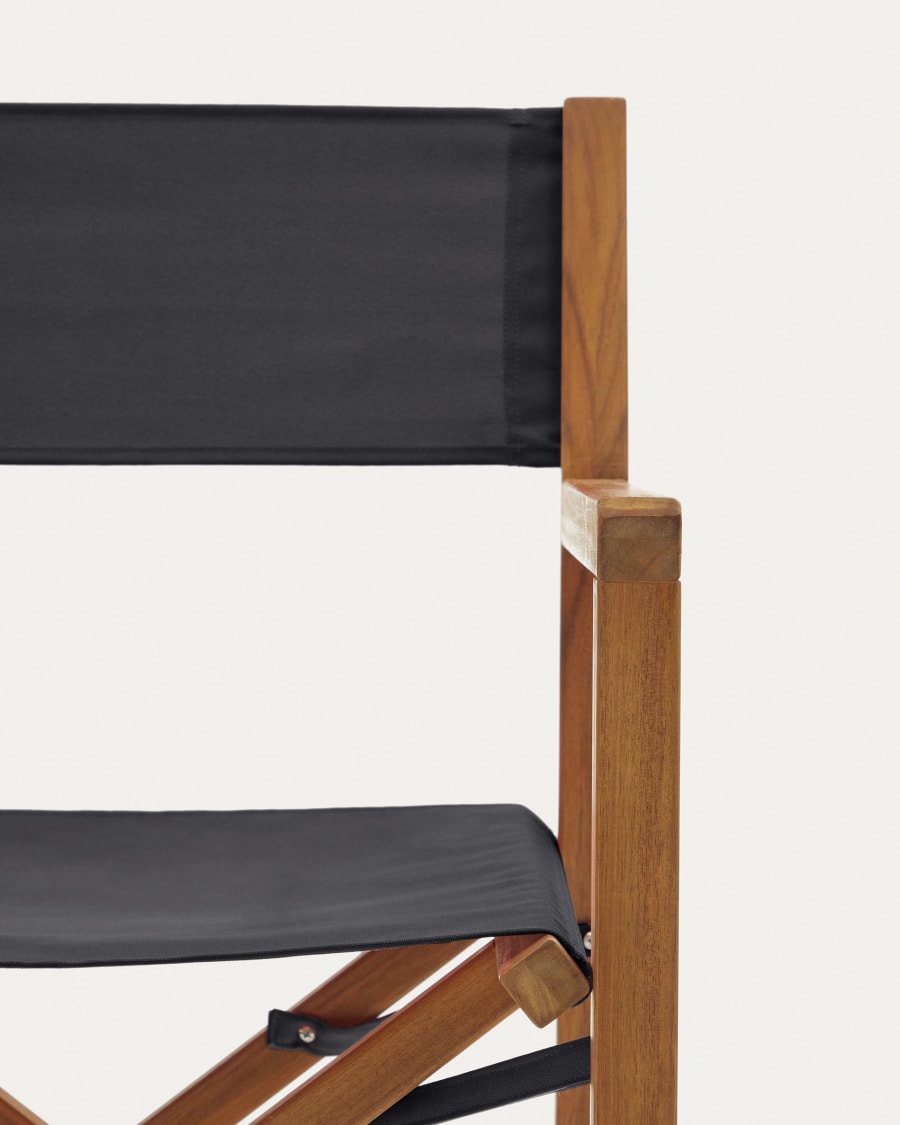 Thianna folding outdoor chair in black with solid acacia wood FSC 100%