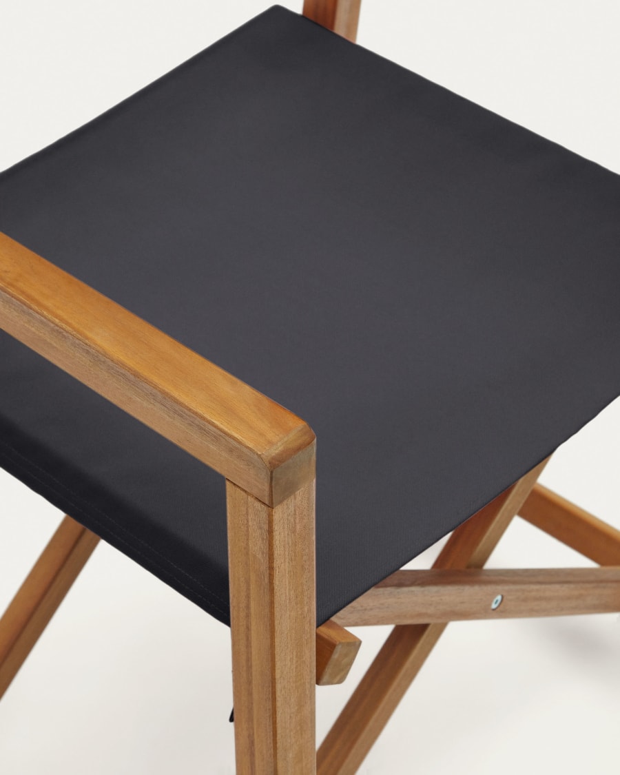 Thianna folding outdoor chair in black with solid acacia wood FSC 100%