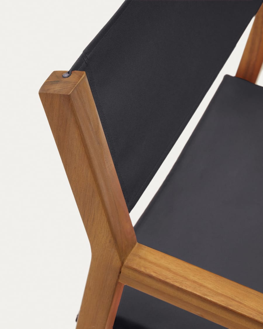 Thianna folding outdoor chair in black with solid acacia wood FSC 100%