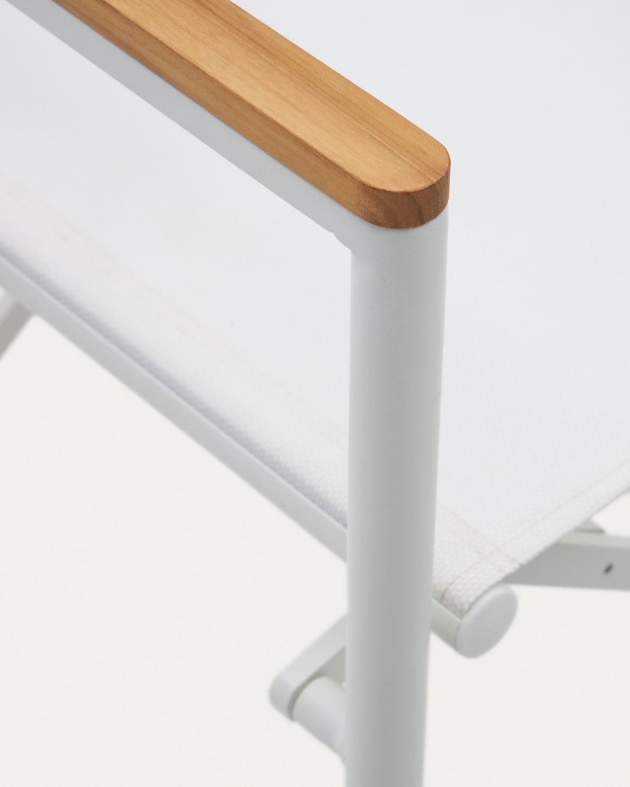 Llado white aluminium folding chair with solid teak armrests 100% outdoor suitable