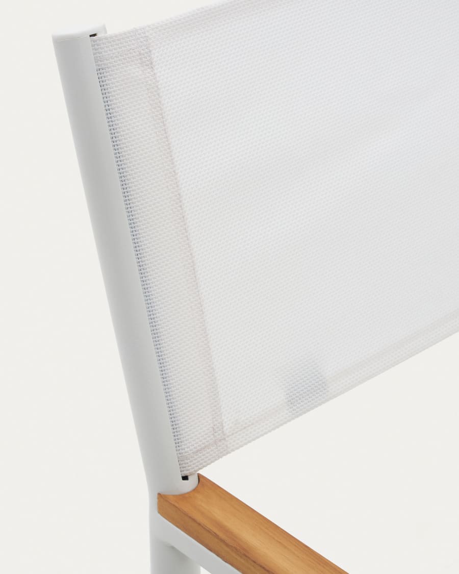 Llado white aluminium folding chair with solid teak armrests 100% outdoor suitable
