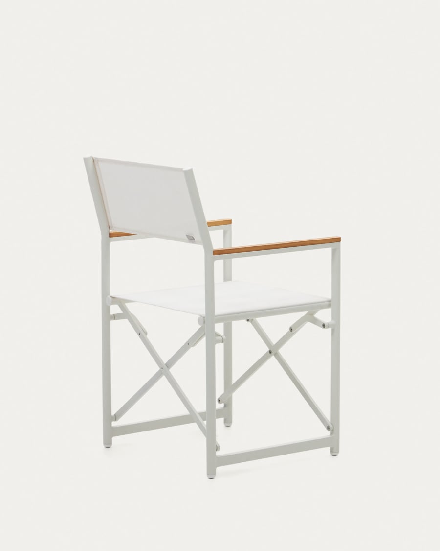 Llado white aluminium folding chair with solid teak armrests 100% outdoor suitable