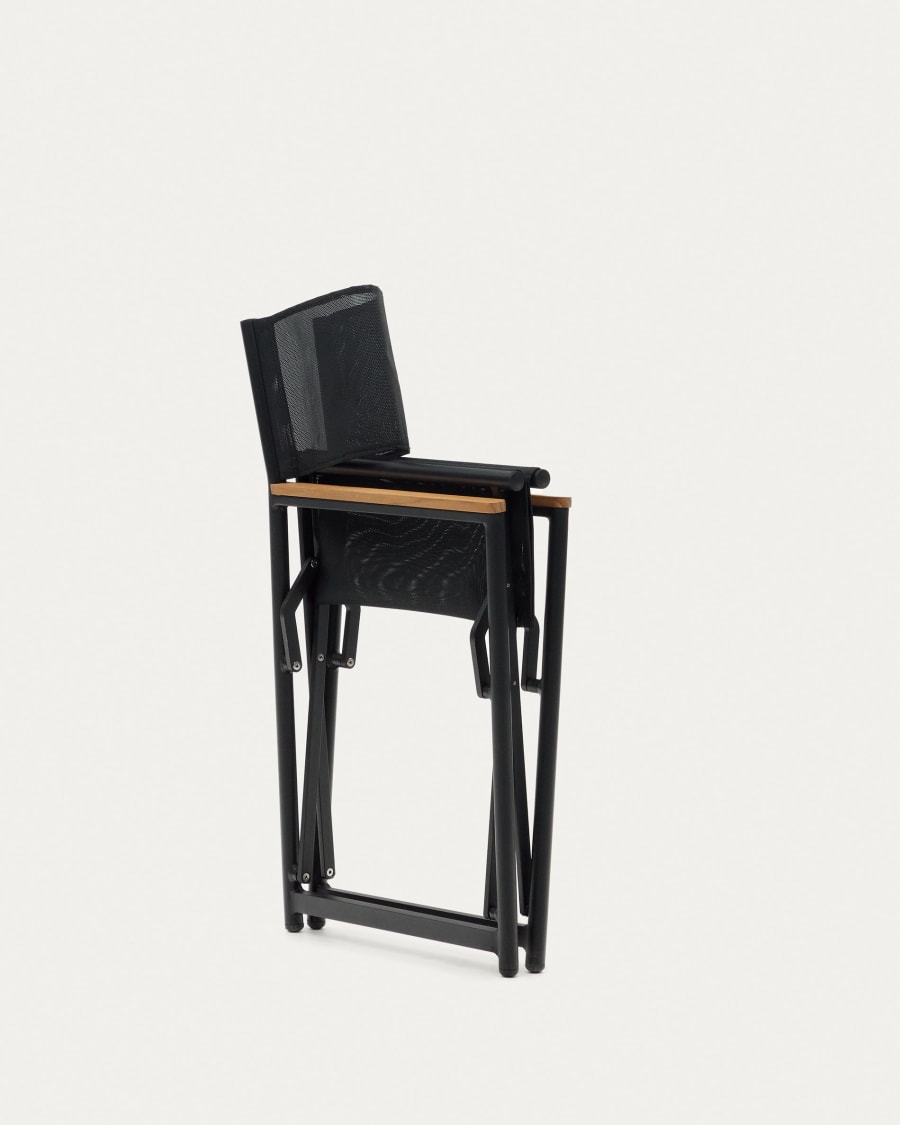 Llado black aluminium folding chair with solid teak armrests 100% outdoor suitable