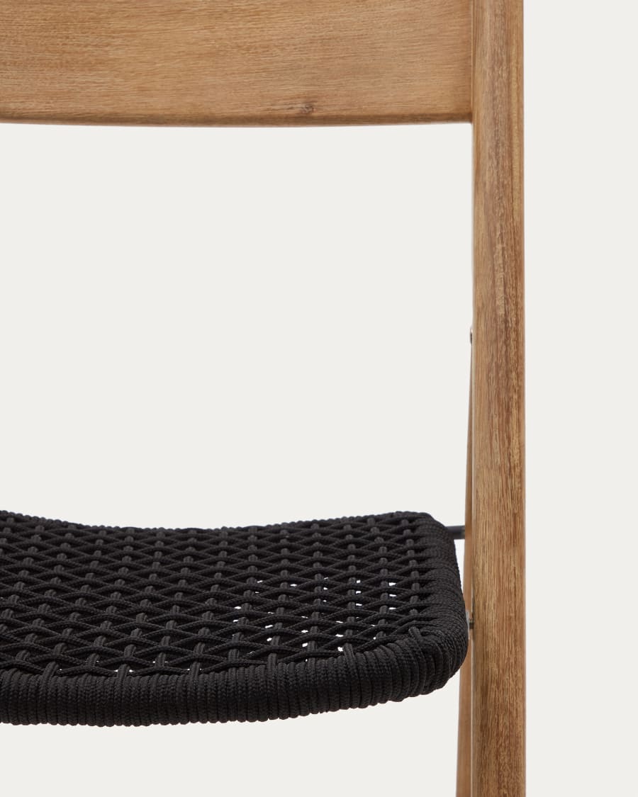 Dandara folding chair in solid acacia wood with steel structure and black cord FSC 100%