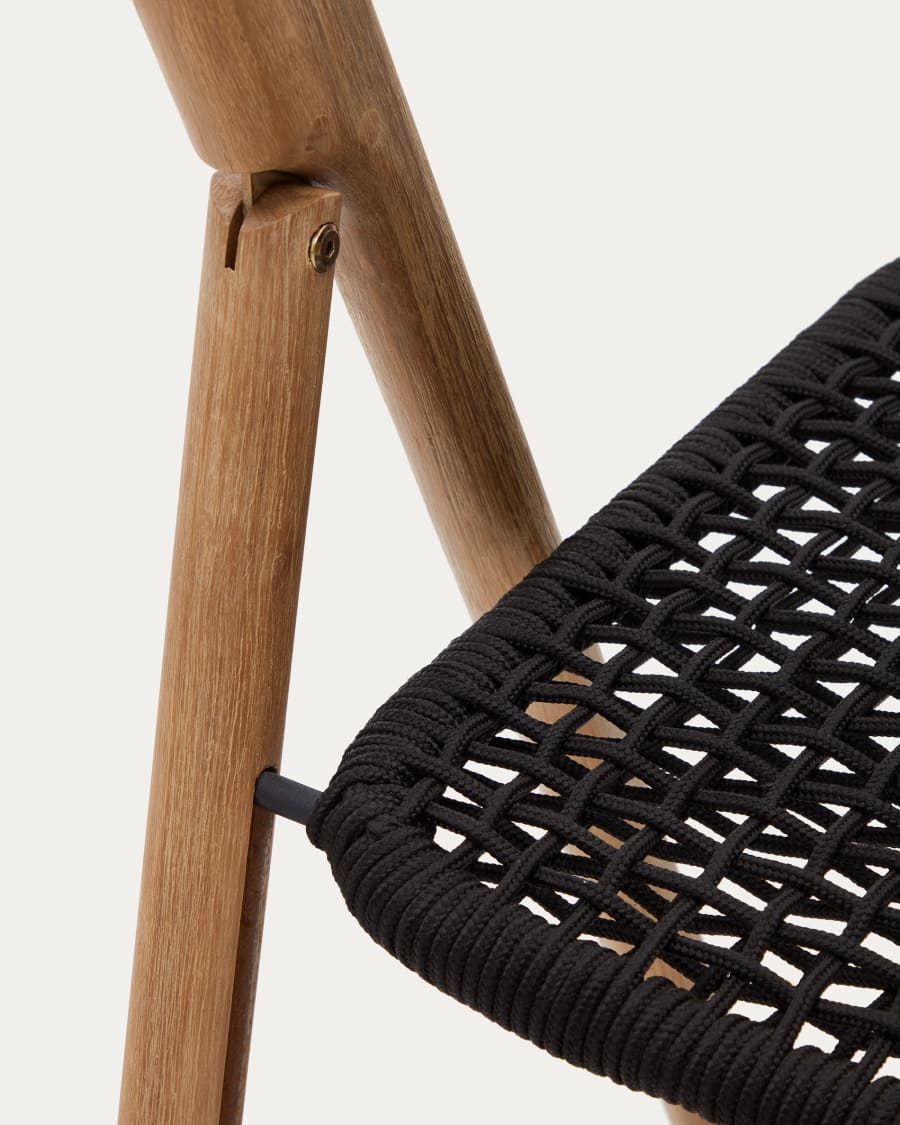 Dandara folding chair in solid acacia wood with steel structure and black cord FSC 100%