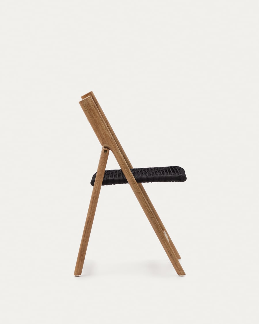 Dandara folding chair in solid acacia wood with steel structure and black cord FSC 100%