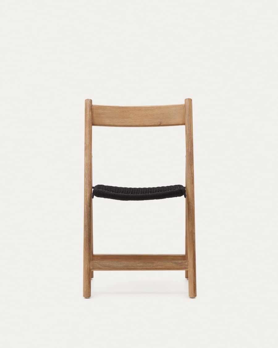 Dandara folding chair in solid acacia wood with steel structure and black cord FSC 100%