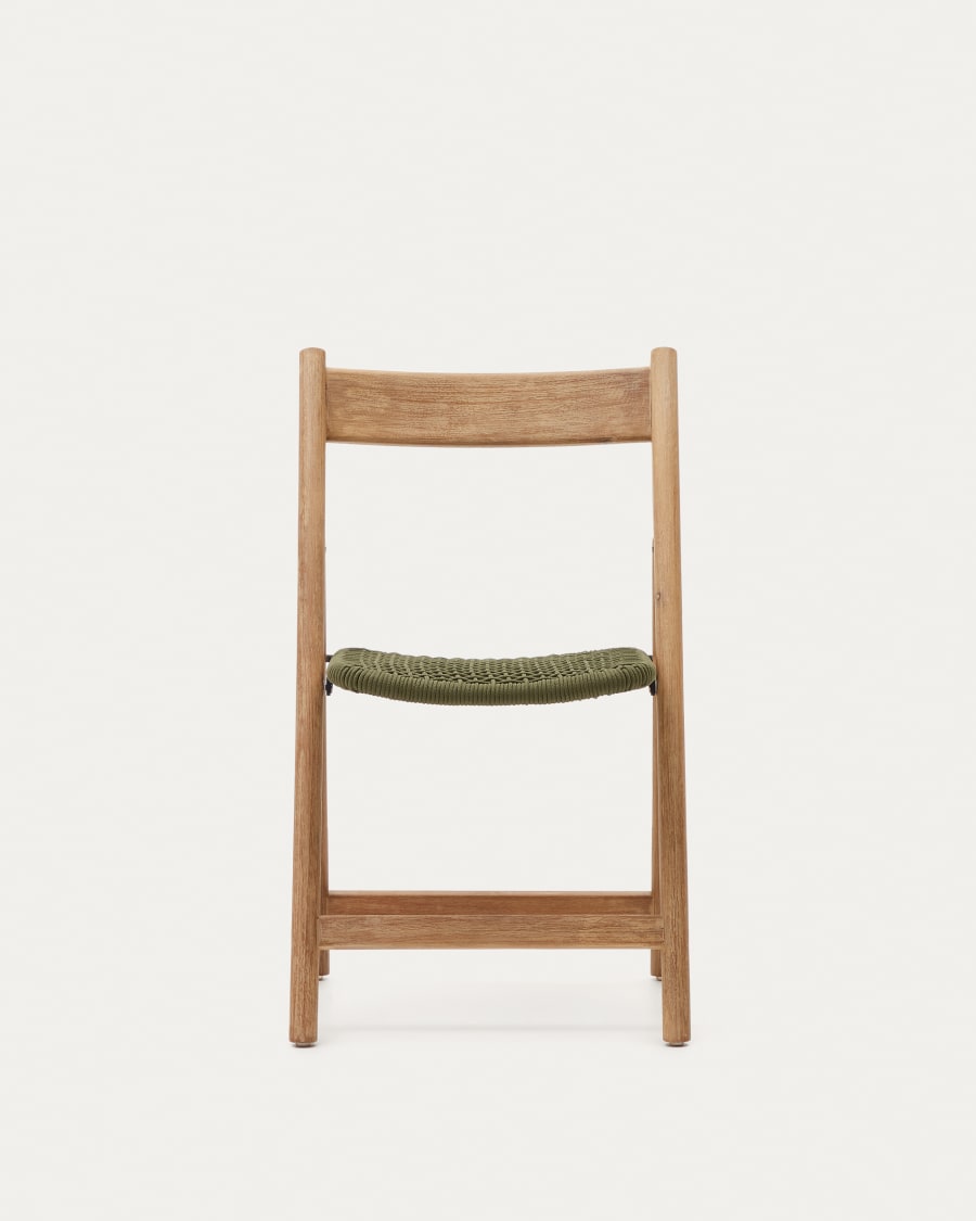 Dandara folding chair in solid acacia wood with steel structure and green cord FSC 100%