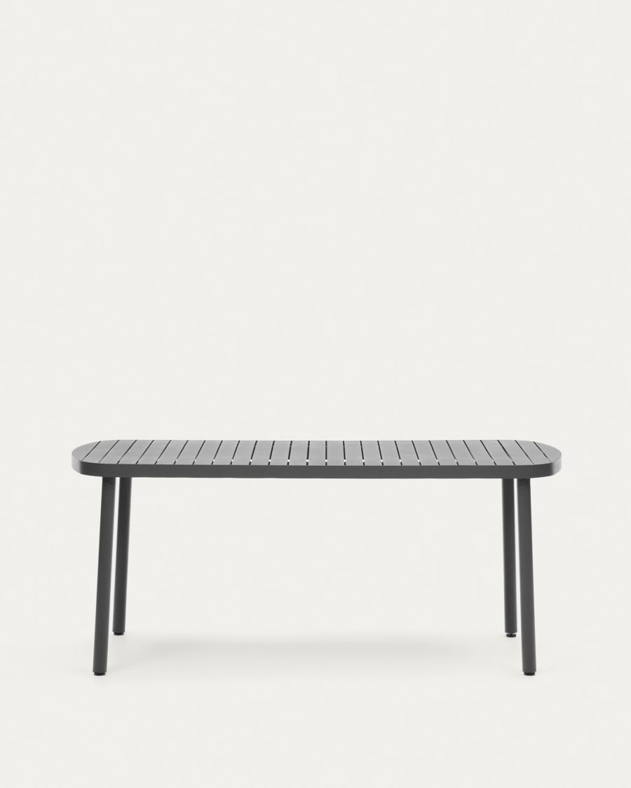 Joncols outdoor aluminium table with a powder coated grey finish, 180 x 90 cm
