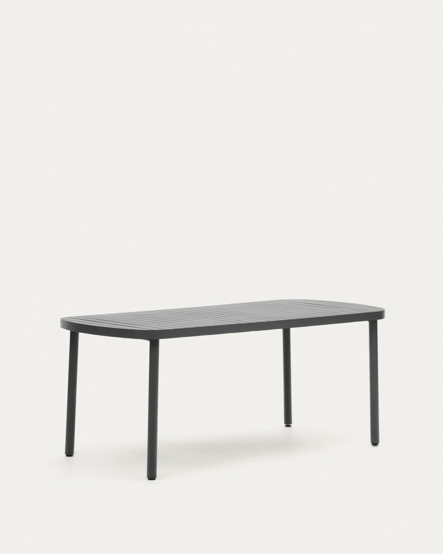 Joncols outdoor aluminium table with a powder coated grey finish, 180 x 90 cm