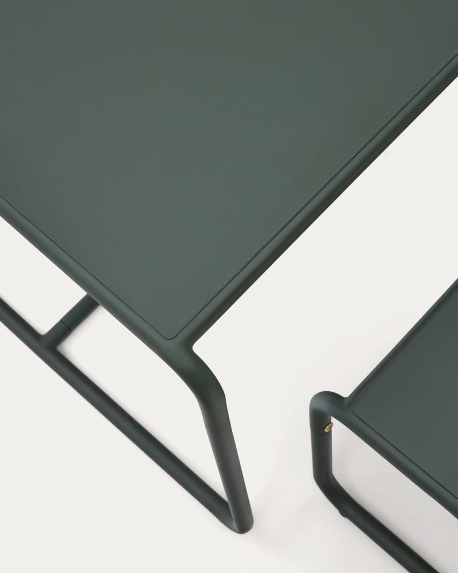 Set infantile Sotil con 2 panche e tavolo in acciaio galvanizzato, finitura verde 95 x 62 cm