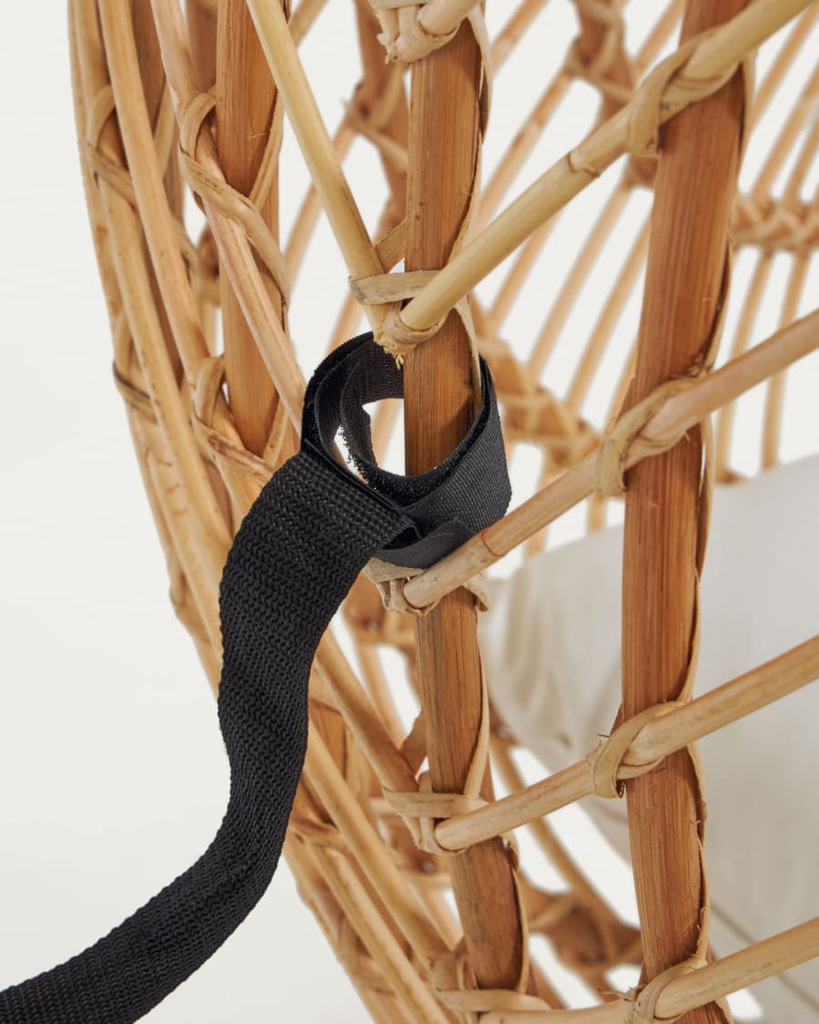 Ekaterina dark grey hanging armchair with foot in rattan