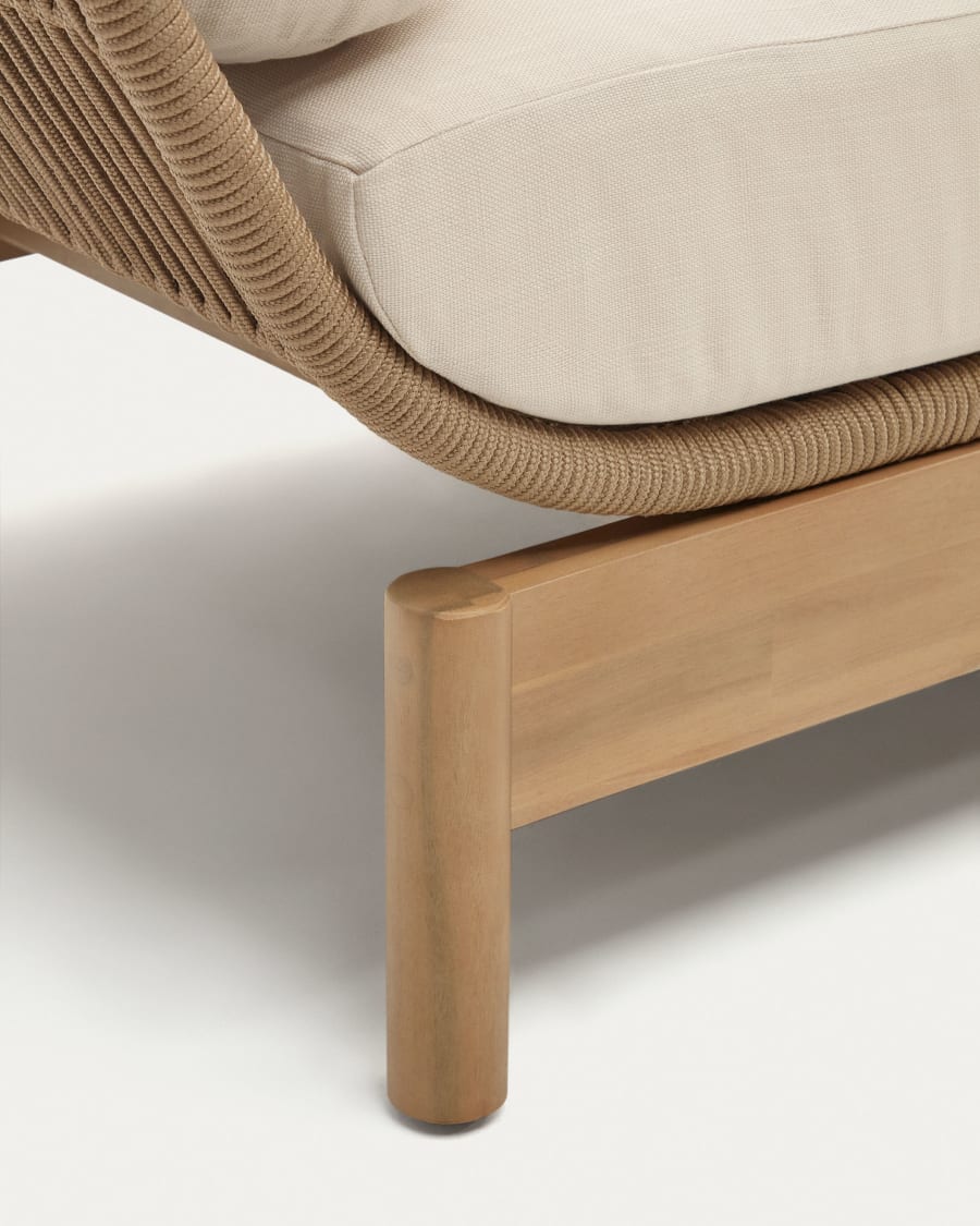 Catalina sun lounger, in beige cord and solid FSC acacia wood