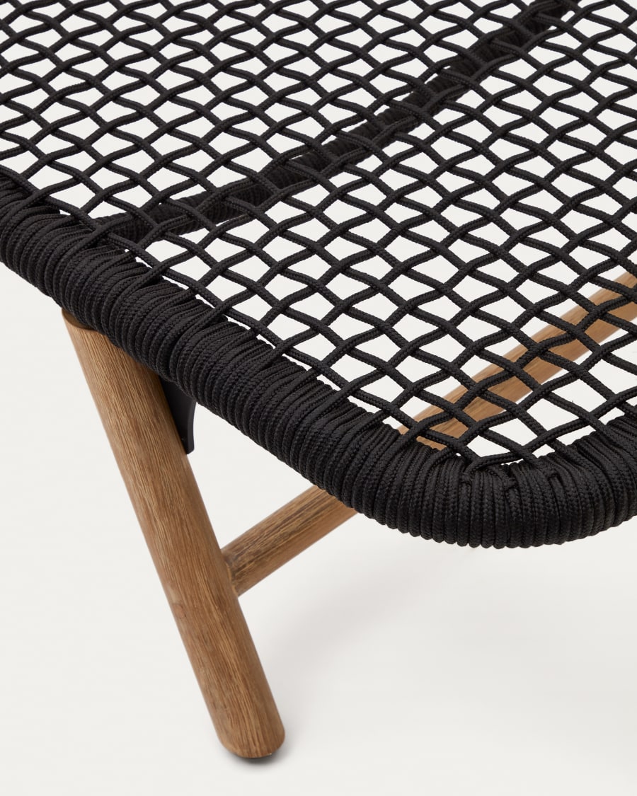 Dandara lounge chair with steel structure, black cord and solid acacia wood legs FSC 100%