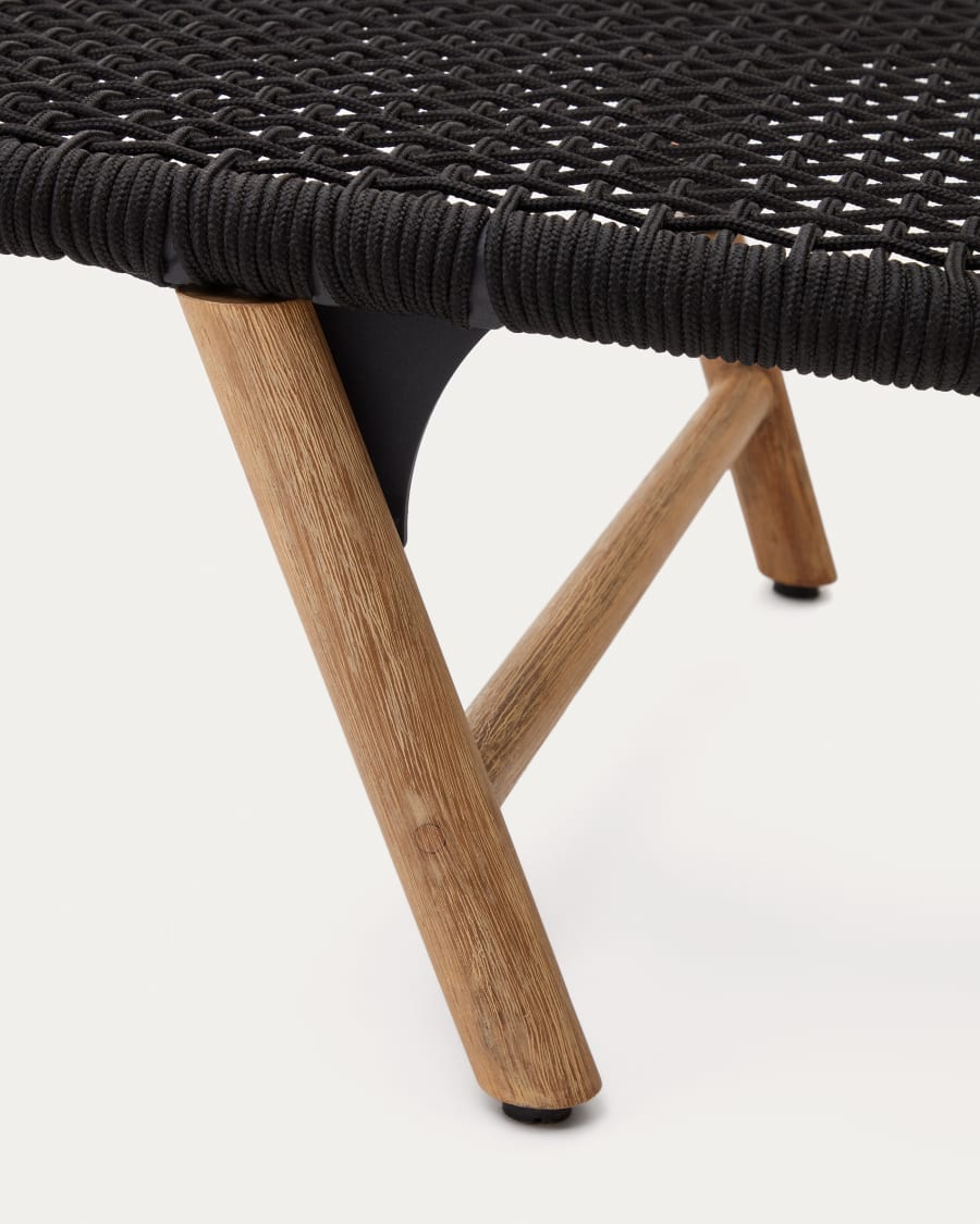 Dandara lounge chair with steel structure, black cord and solid acacia wood legs FSC 100%