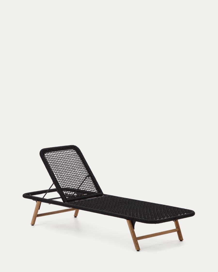 Dandara lounge chair with steel structure, black cord and solid acacia wood legs FSC 100%